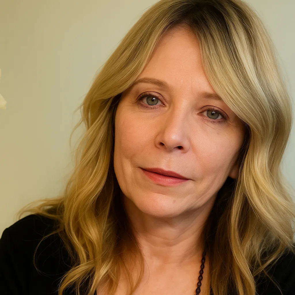 Kathleen Oravec, licensed Marriage and Family Therapist, with blonde hair and a thoughtful expression, against a neutral background, emphasizing her role in providing counseling services for individuals and families.