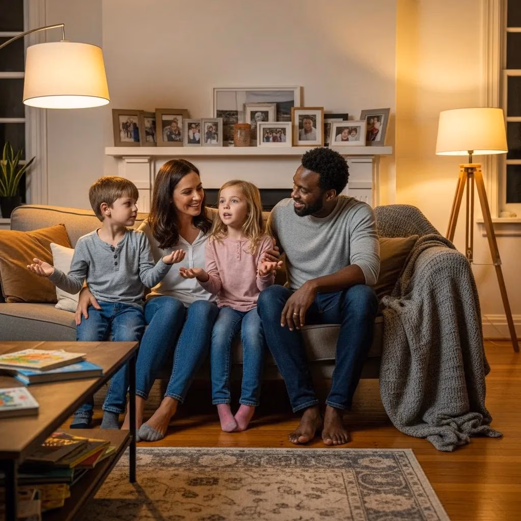 Family engaging in positive communication, showcasing effective parenting strategies