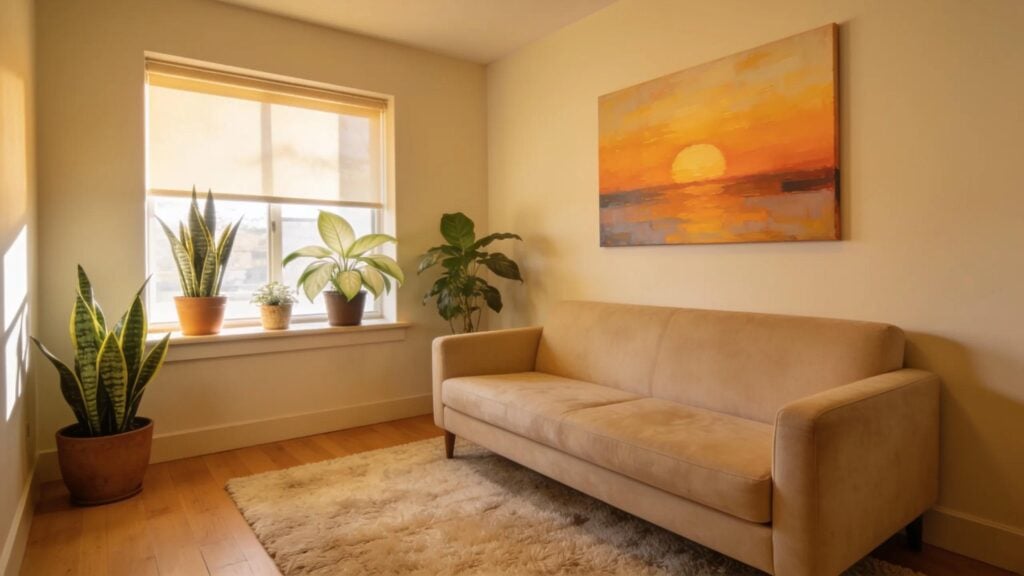 Comfortable therapy room in Sacramento for depression treatment